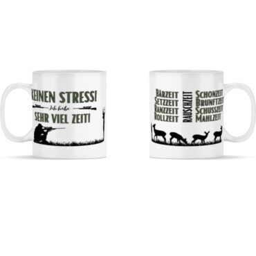 Jäger haben sehr viel Zeit // Rehe // Panorama Tasse - Panorama Tasse Weiß-3