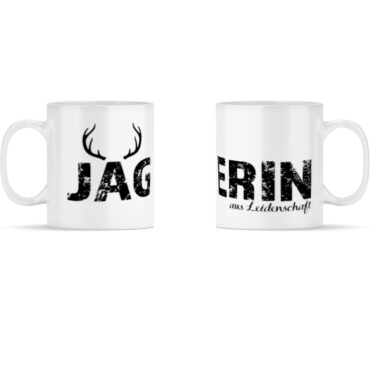 Jägerin aus Leidenschaft // - Panorama Tasse Weiß-3