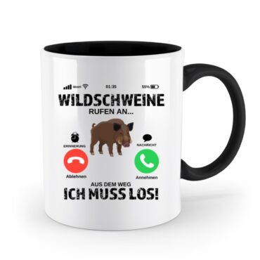 Wildschweine rufen an aus dem Weg ich muss los! // - Zweifarbige Tasse-16