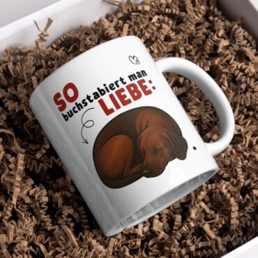 So buchstabiert man Liebe // Zweifarbige Tasse